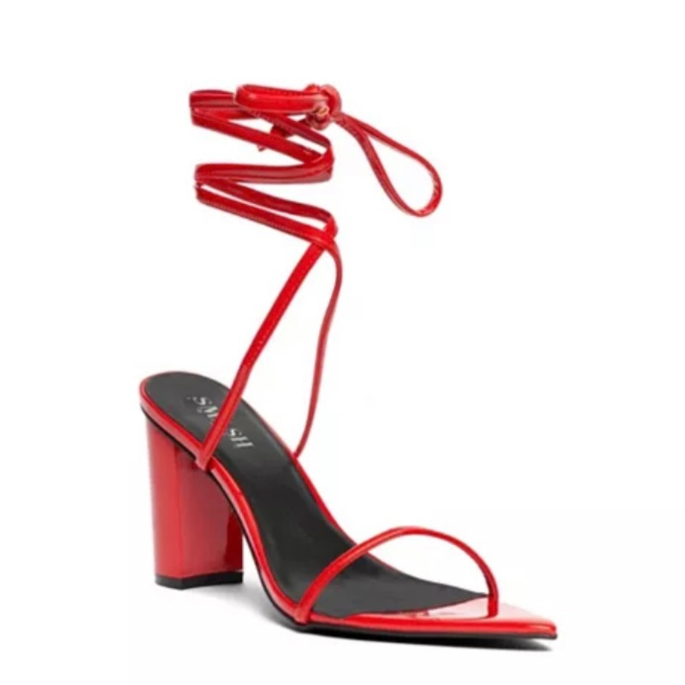 Stylish Red Heels with Ankle Strap